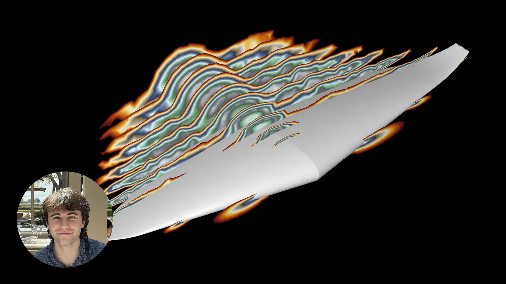 Wing with layered CFD iso-surfaces
