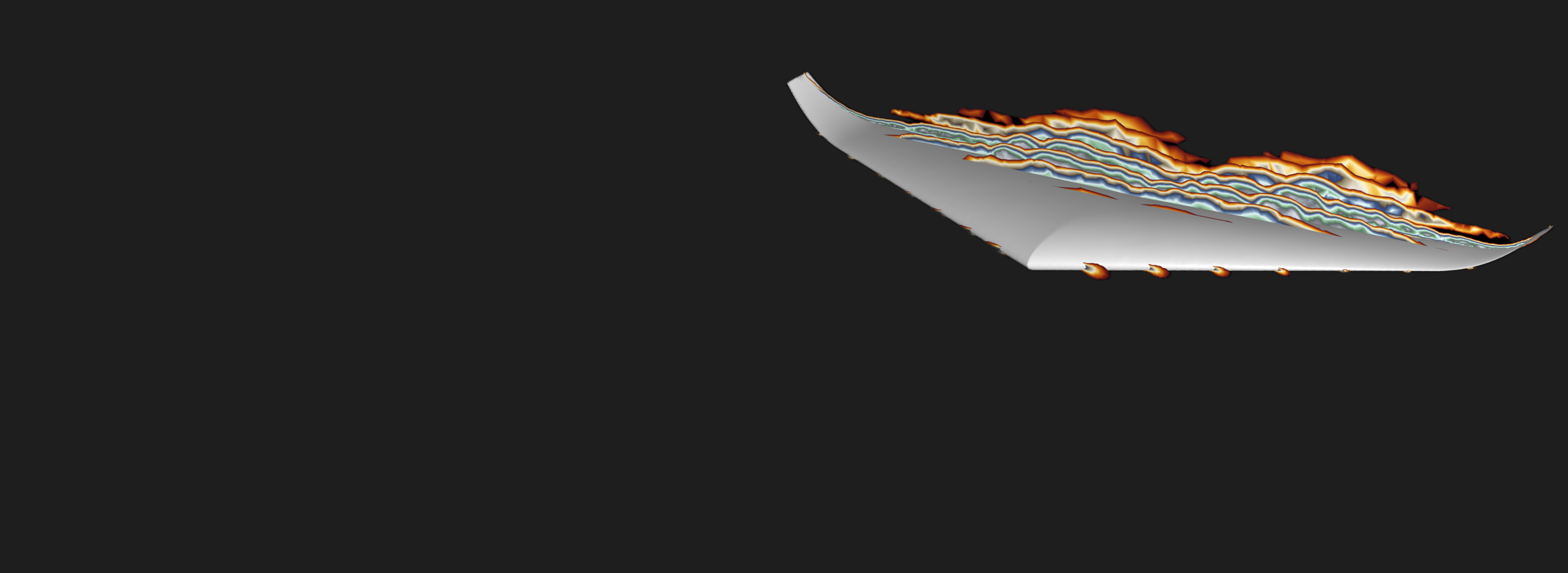 Wing with layered CFD iso-surfaces